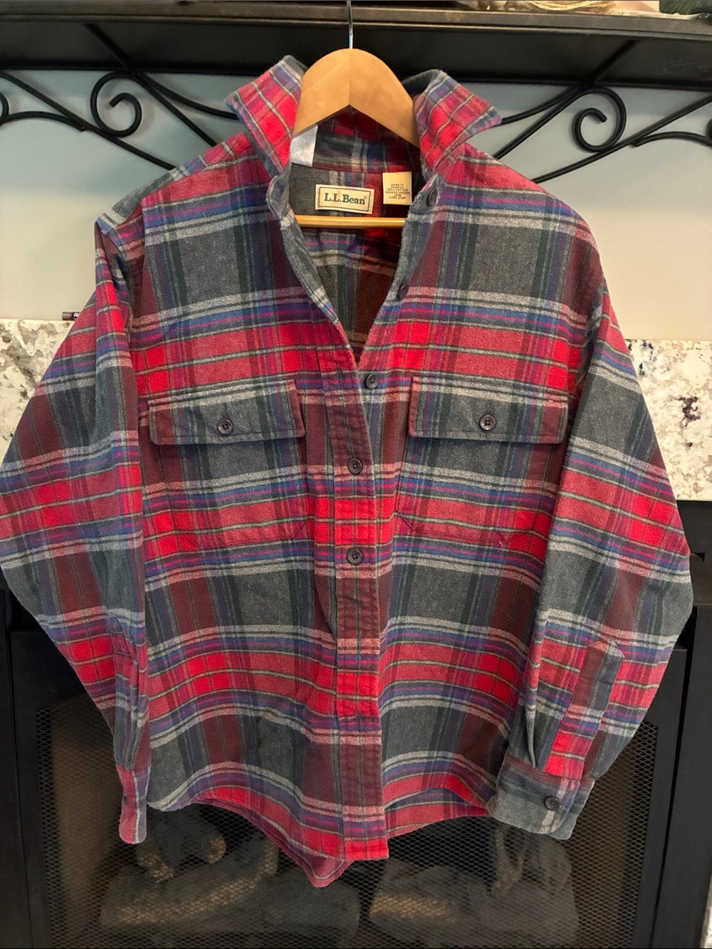 Heavyweight flannel button up shirt jacket